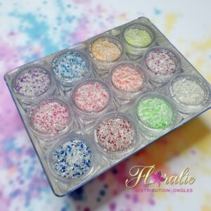 Ensemble de flocons éclatants Floralie – 12 couleurs vibrantes