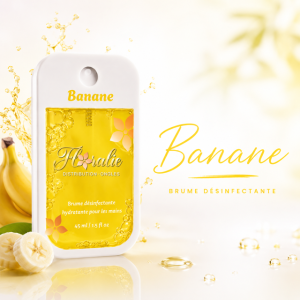 Brume désinfectante hydratante pour les mains – Banane