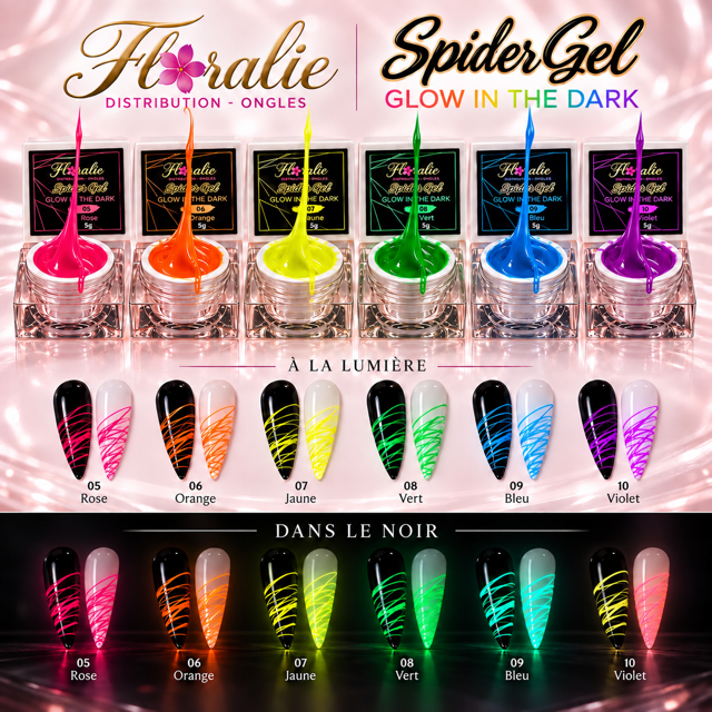 Collection Spider Gel Glow in the Dark — 6 couleurs